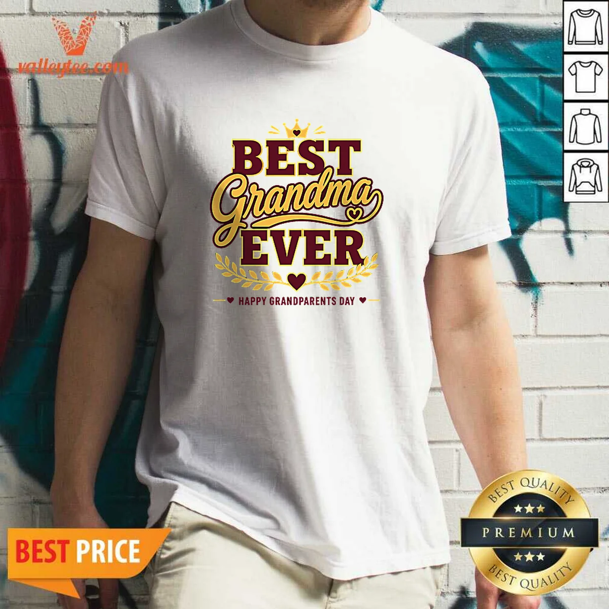 Funny Grandparents Day Best Grandma Ever Typography Shirt