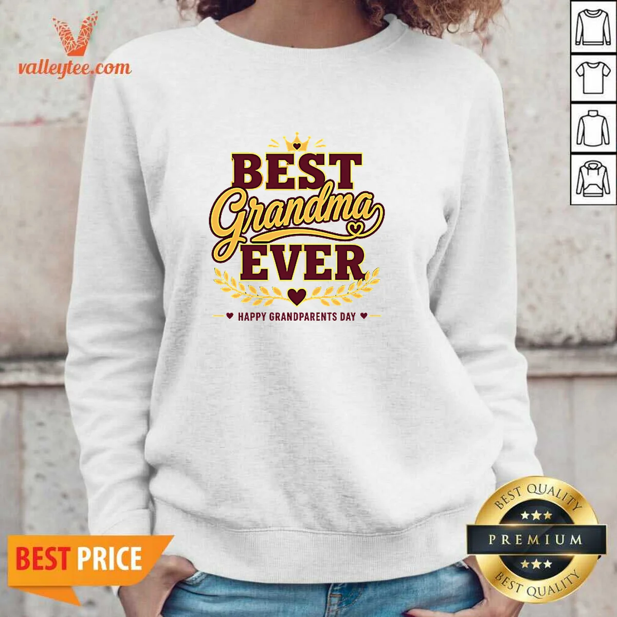 Funny Grandparents Day Best Grandma Ever Typography Shirt - Image 5
