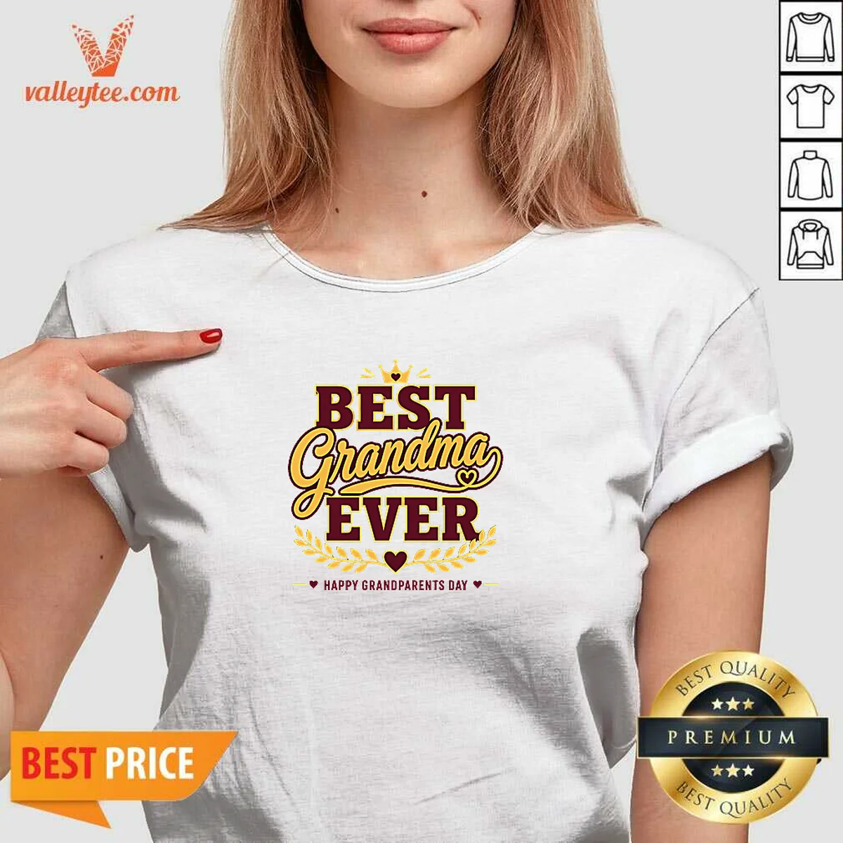 Funny Grandparents Day Best Grandma Ever Typography Shirt - Image 2