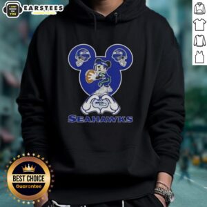 Alternative view of Good Mickey Hands Heart Love Seattle Seahawks Football T-Shirt