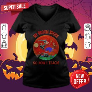 Alternative view of Halloween Witch And Cat My Broom Broke So Now I Teach Moon Shirt