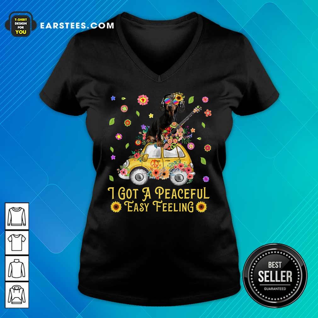 Pretty Sunflower Dachshund I Got A Peaceful Easy Feeling Shirt - Image 5