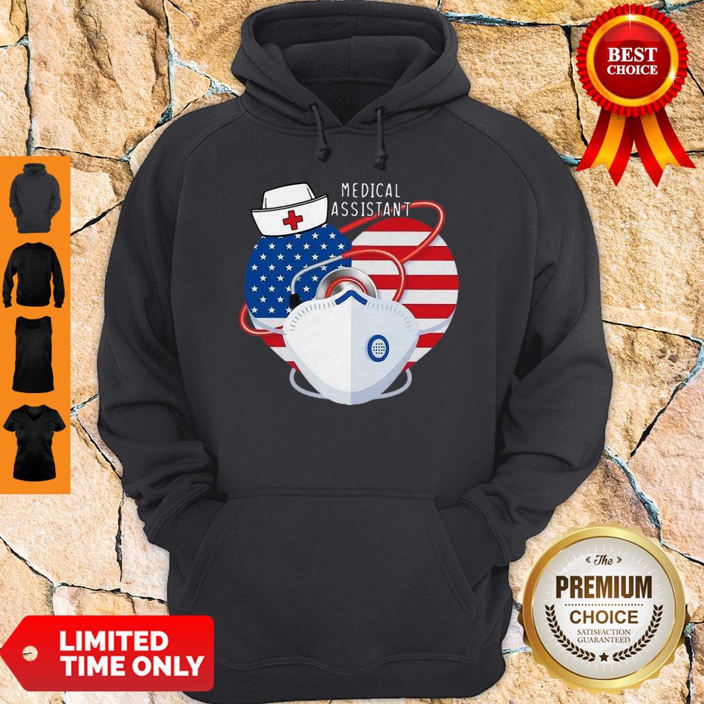 Top Medical Assistant Heart Mask Stethoscope American Flag Shirt