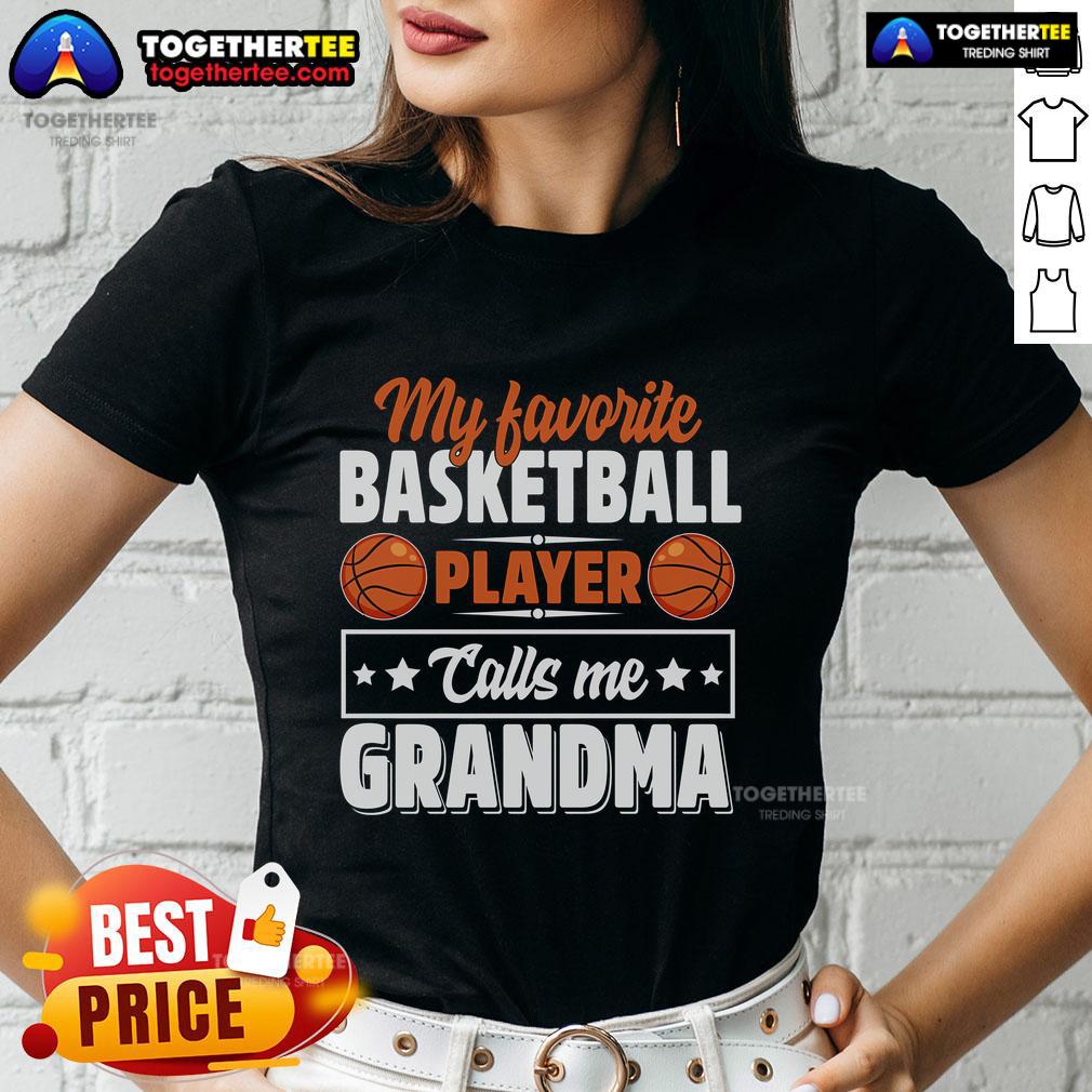Top My Favorite Basketball Player Calls Me Grandma Mother's Day T-Shirt - Image 3