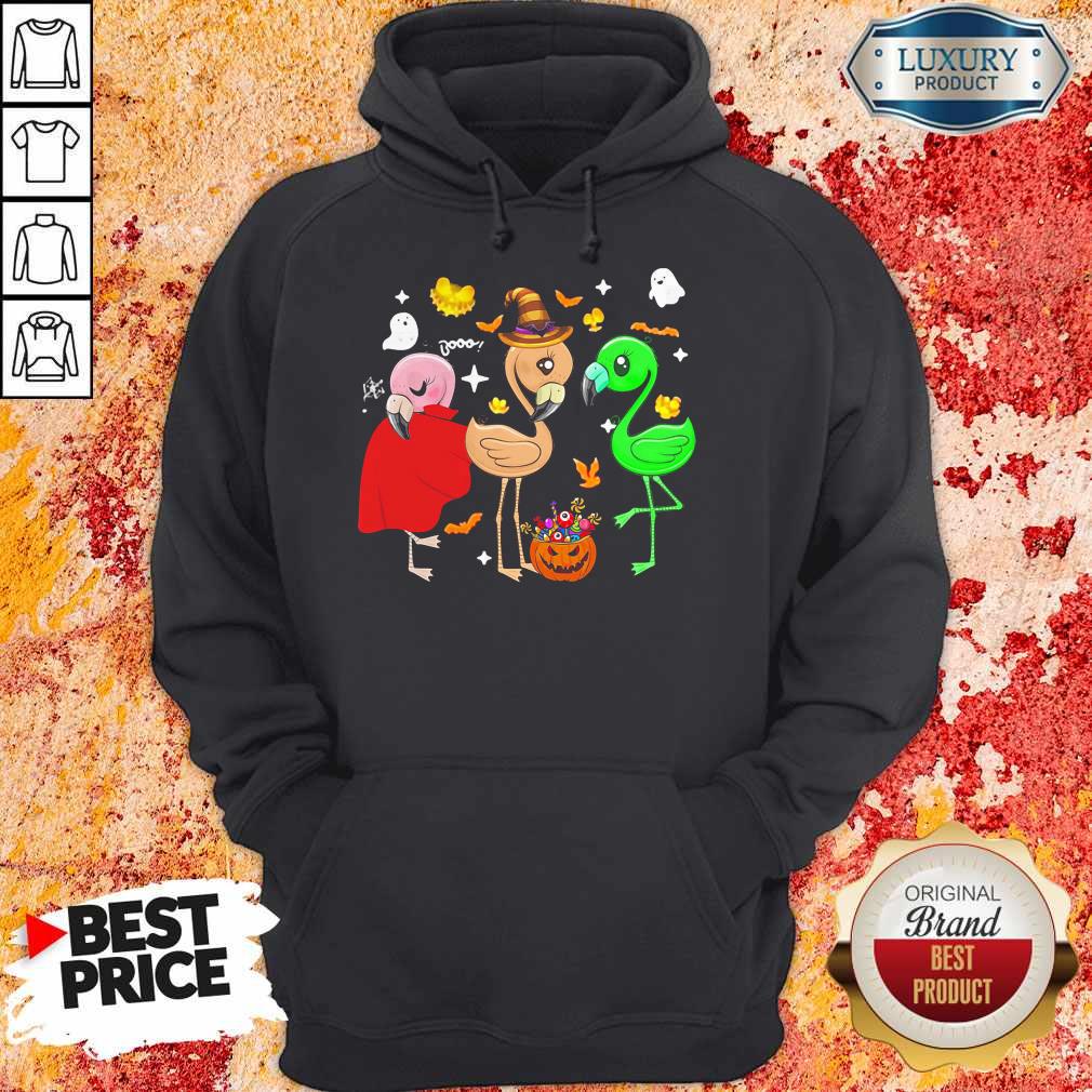 Premium Ghost Booo Flamingos Pumpkin Halloween Shirt - Image 5