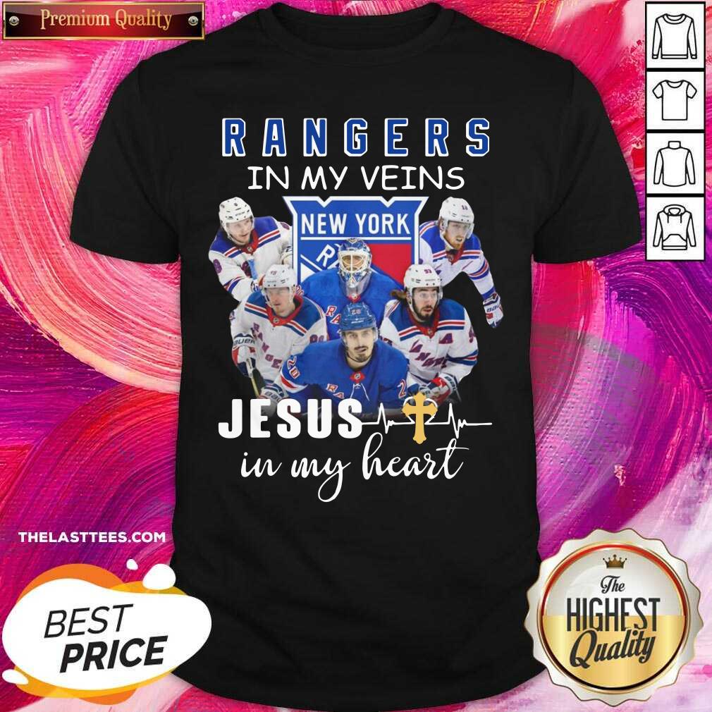 Premium The New York Rangers Team Players In My Veins Jesus In My Heart Shirt