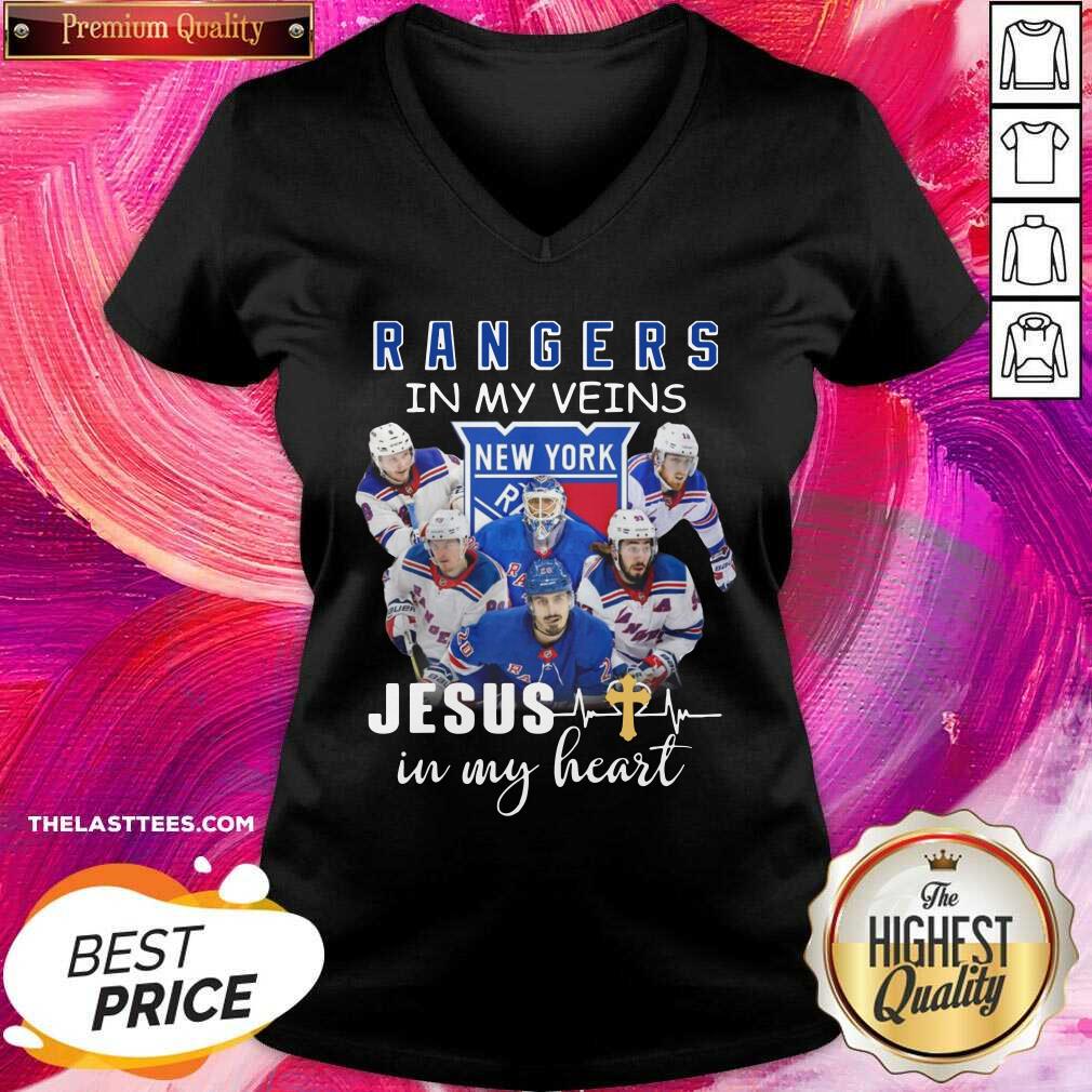 Premium The New York Rangers Team Players In My Veins Jesus In My Heart Shirt - Image 3