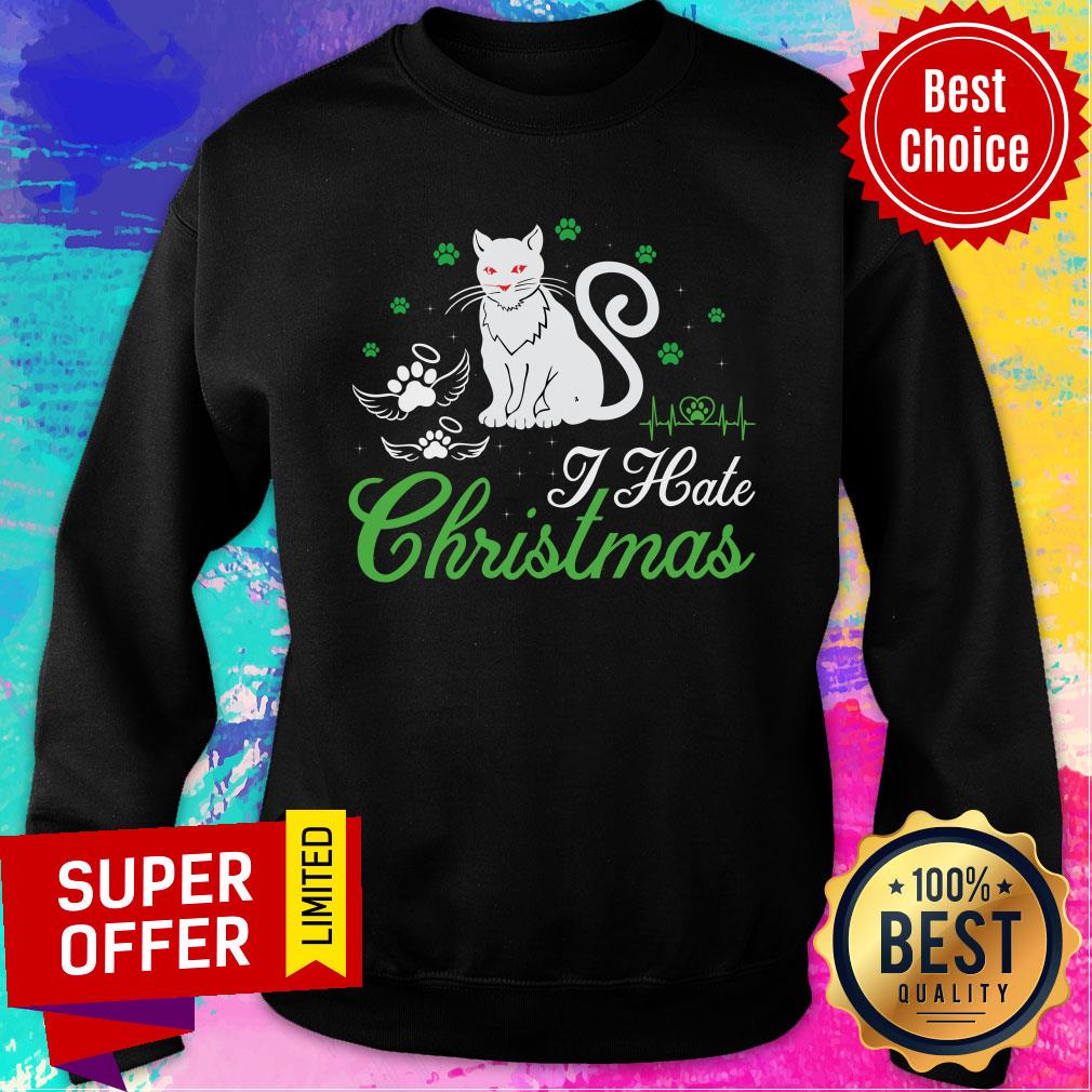 I Hate Christmas Cat Paw Cat Shirt - Image 4