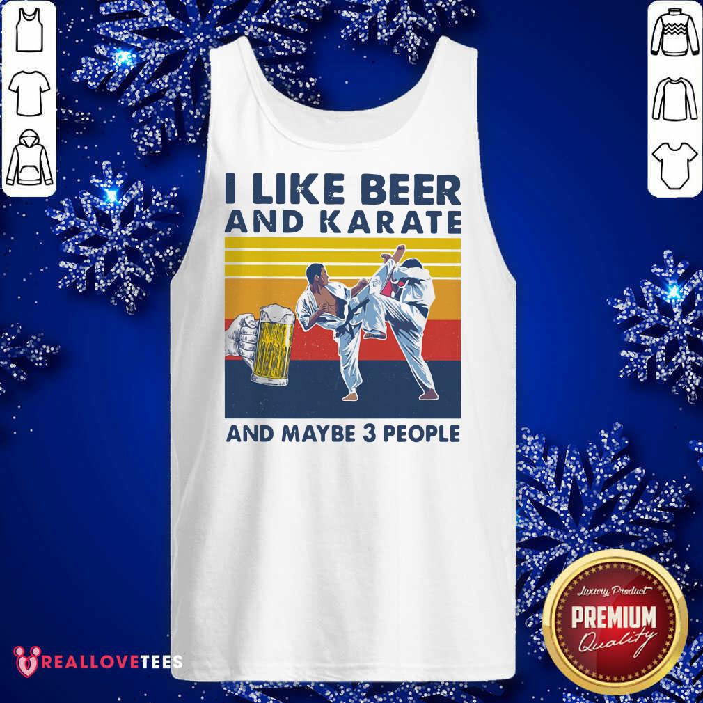 Lovely I Like Beer And Karate And Maybe 3 People Vintage Shirt - Image 2