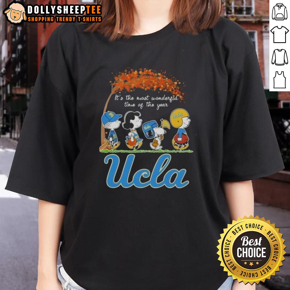 Awesome Ucla Bruins X Peanuts Snoopy And Friends Autumn It's The Most Wonderful Time Of The Year T-Shirt - Image 3