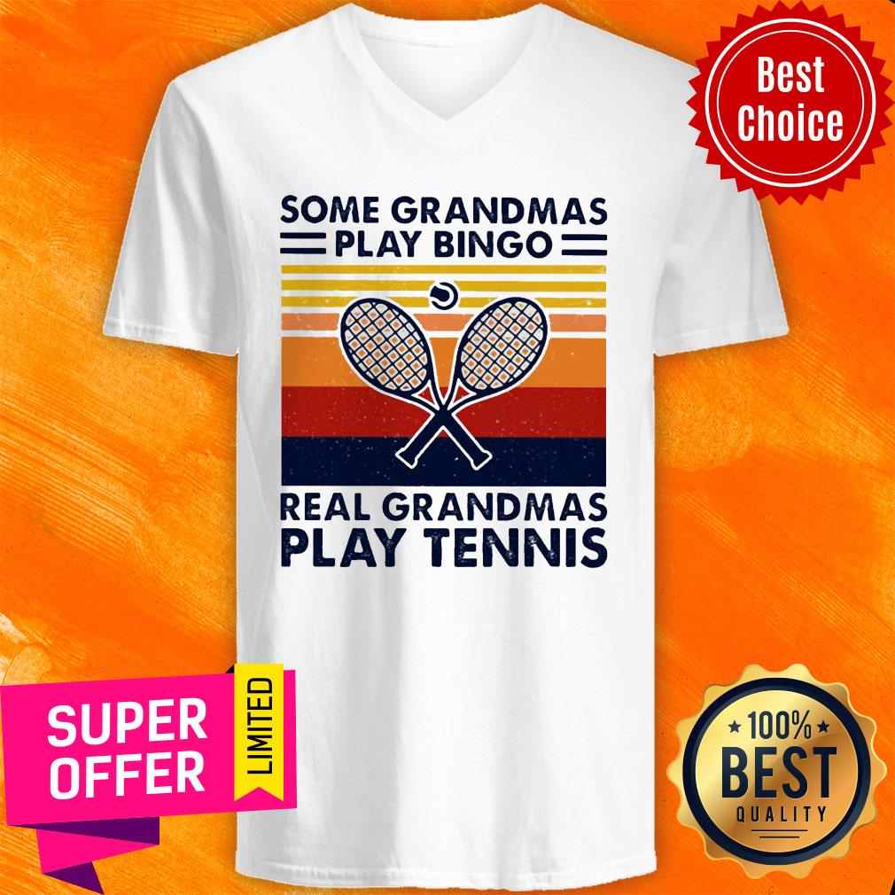 Some Grandmas Play Bingo Real Grandmas Play Tennis Vintage Shirt - Image 3