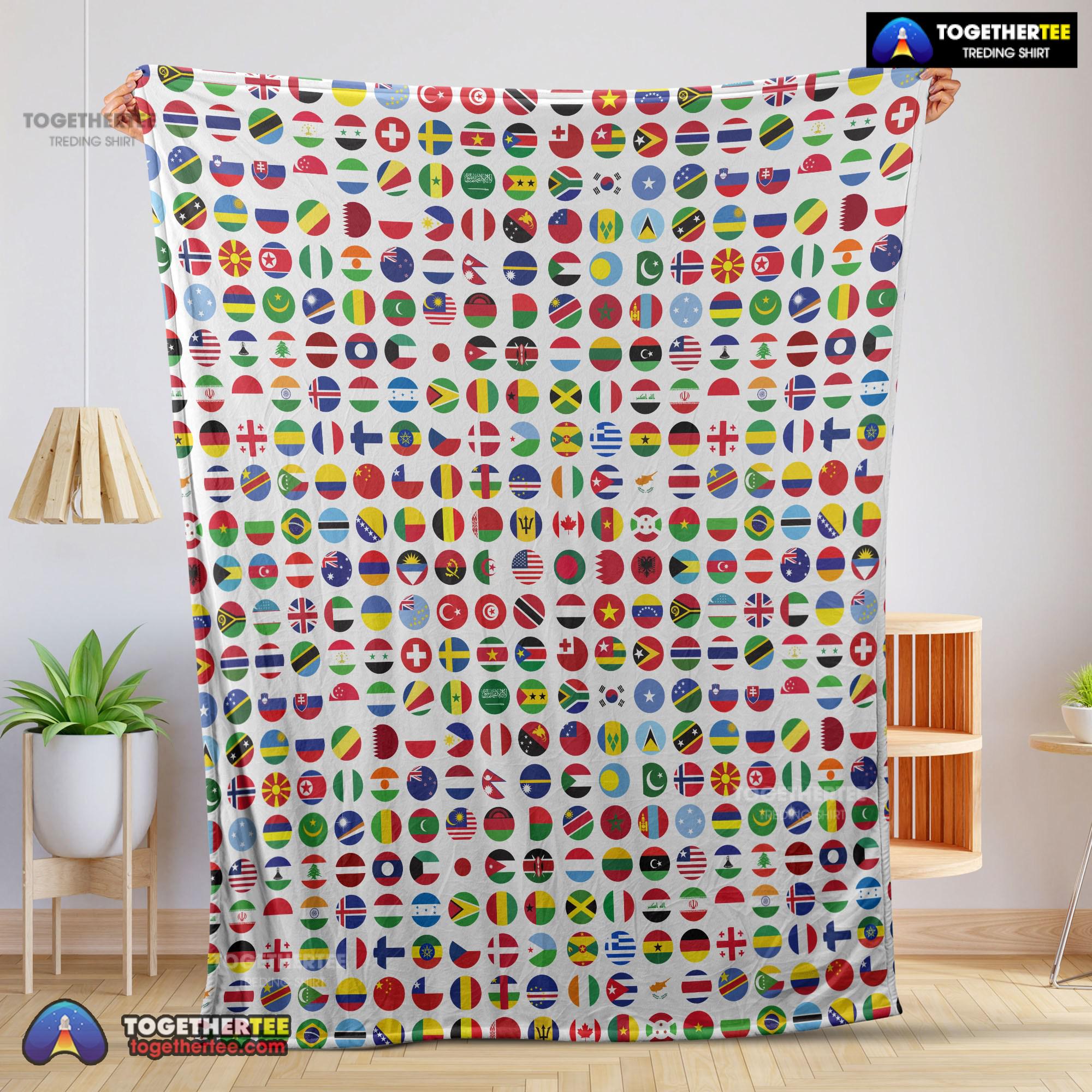 Official World Flags International Flags Collage Blanket Fleece Blanket