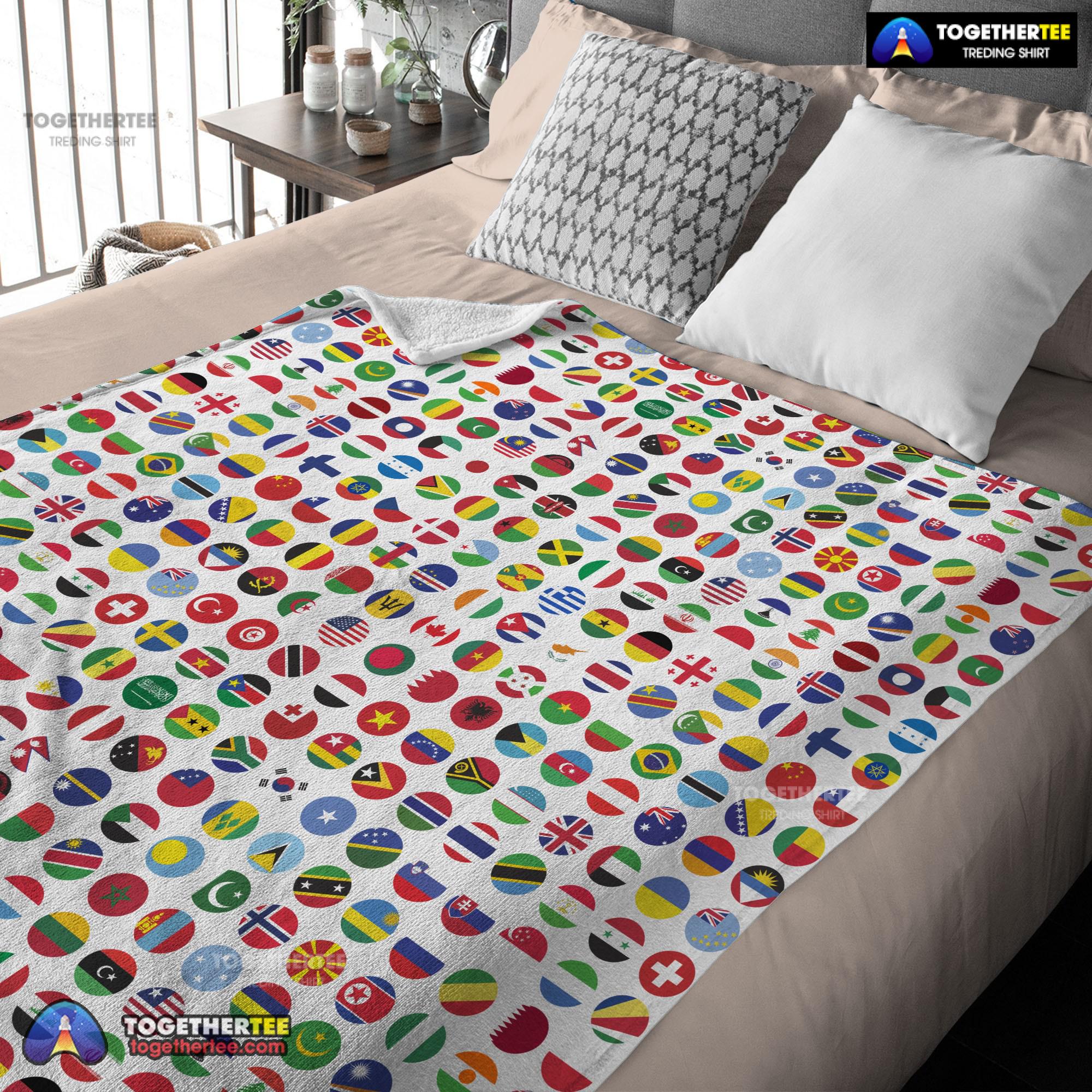 Official World Flags International Flags Collage Blanket Fleece Blanket - Image 3