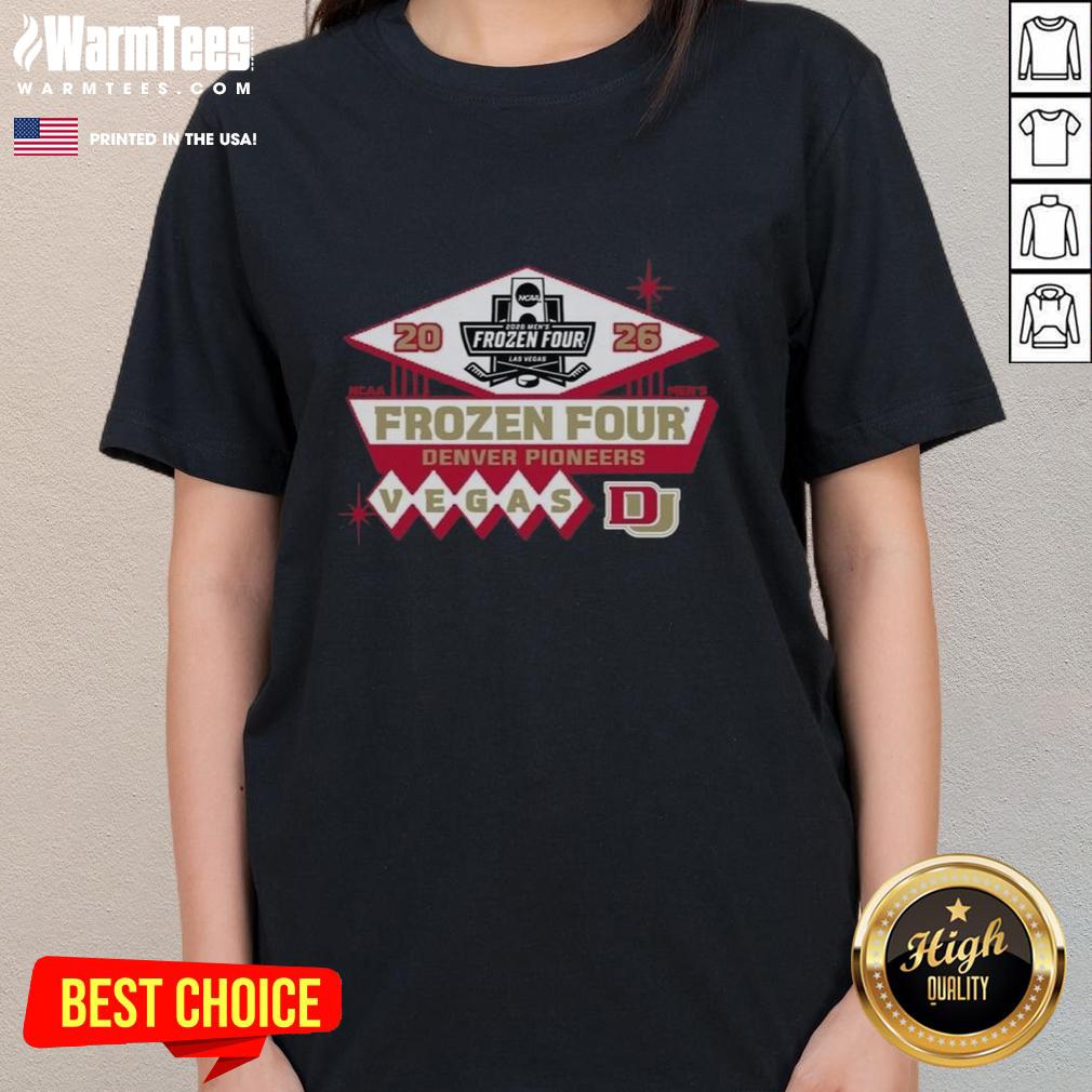 Hot Official Denver Pioneers Men's Ice 2026 Ncaa Hockey Frozen Four T-Shirt - Image 3