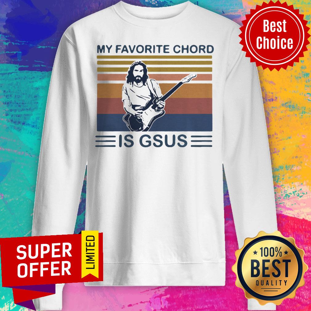 Awesome Jesus Guitar My Favorite Chord Is Gsus Vintage Shirt - Image 2