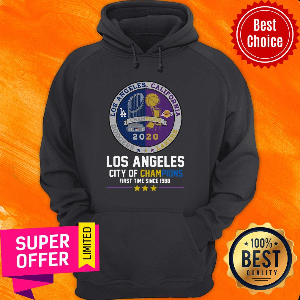 Los Angeles California 2020 Los Angeles City Of Champions First Time Since 1988 Shirt - Image 2
