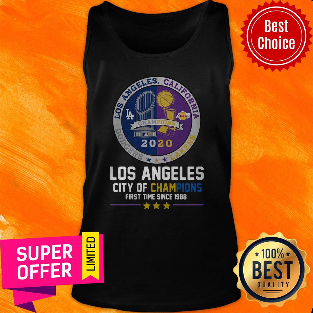 Los Angeles California 2020 Los Angeles City Of Champions First Time Since 1988 Shirt - Image 4