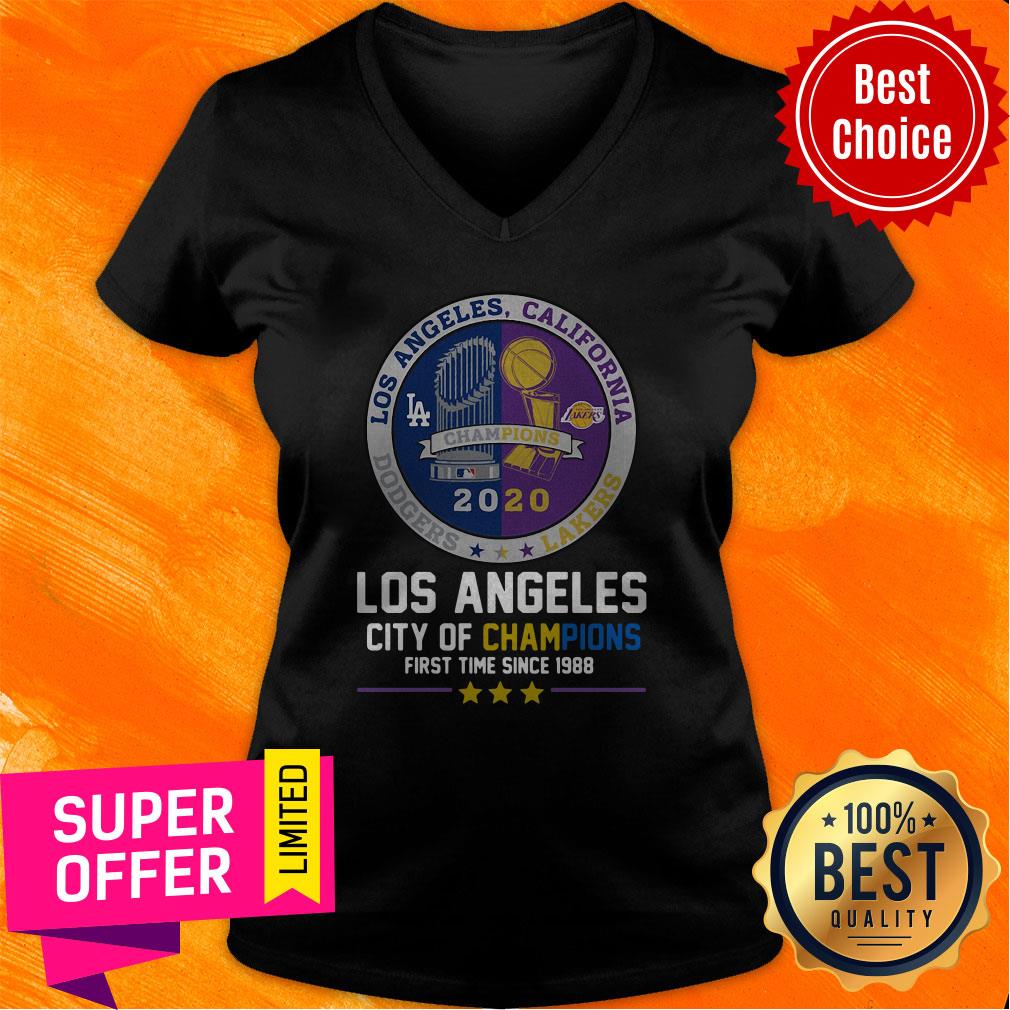 Los Angeles California 2020 Los Angeles City Of Champions First Time Since 1988 Shirt - Image 3