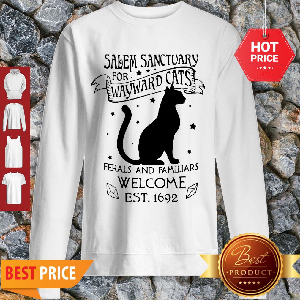 Cat Salem Sanctuary For Wayward Cats Ferals And Familiars Welcome Shirt - Image 3