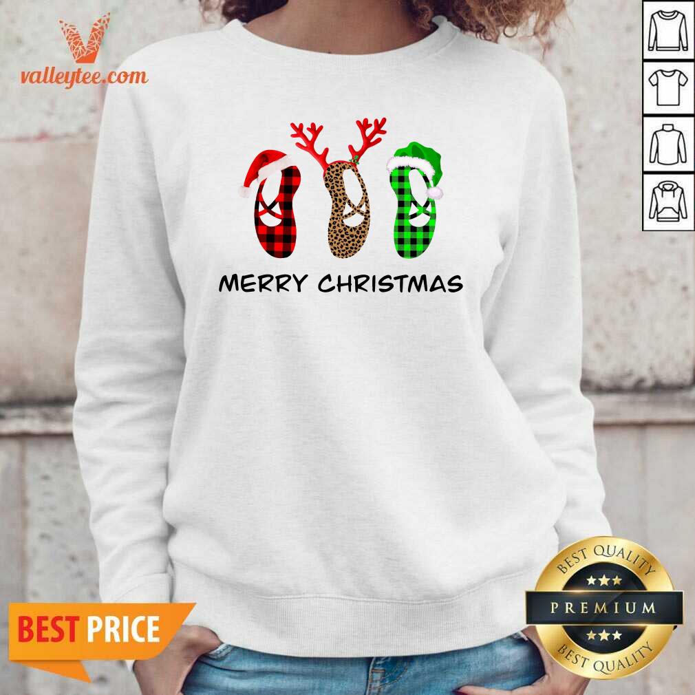 Super Nice l Ballet Shoes Santa Merry Christmas Shirt - Image 2