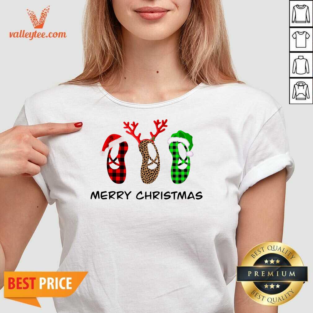 Super Nice l Ballet Shoes Santa Merry Christmas Shirt - Image 3