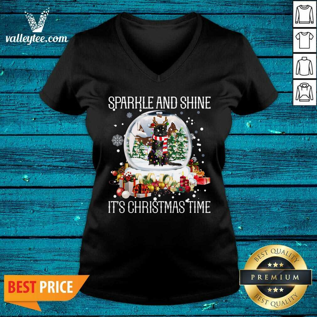 Sweet Cat Sparkle And Shine It's Christmas Time Shirt - Image 3