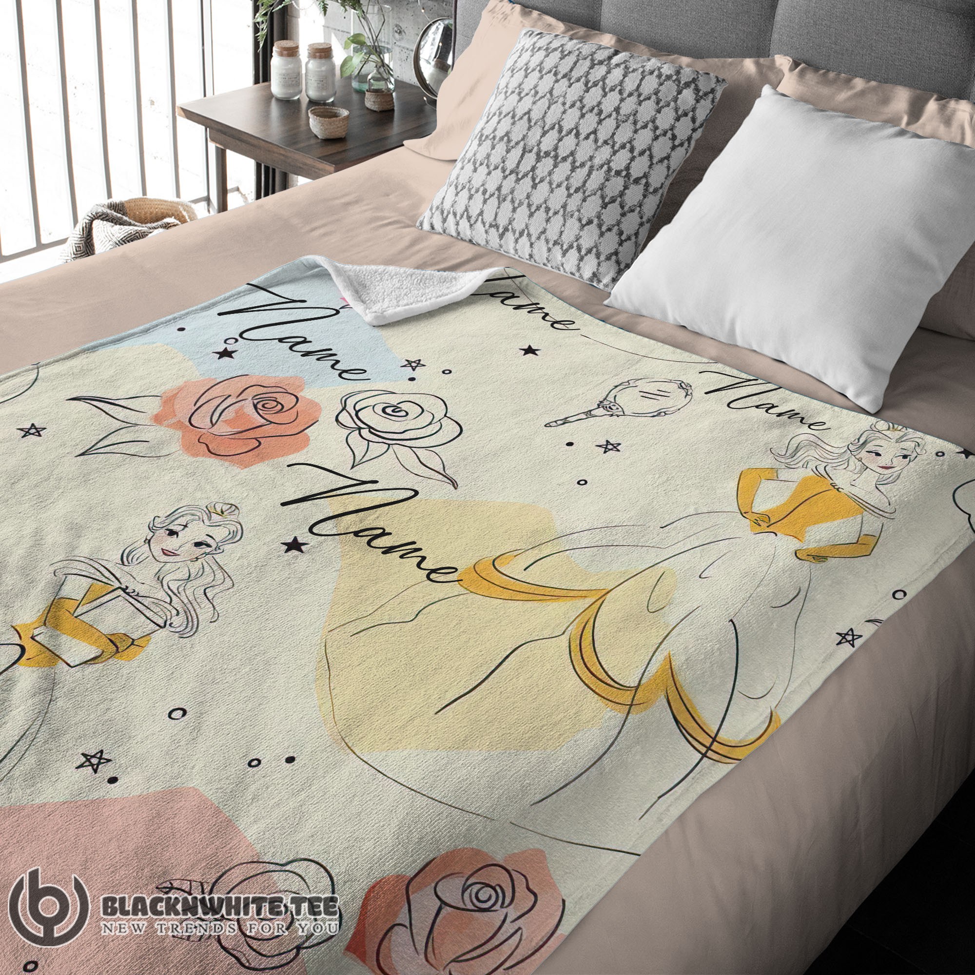 Awesome Disney Elegant Princess Belle Pretty Blanket Fleece Customized Blanket - Image 3