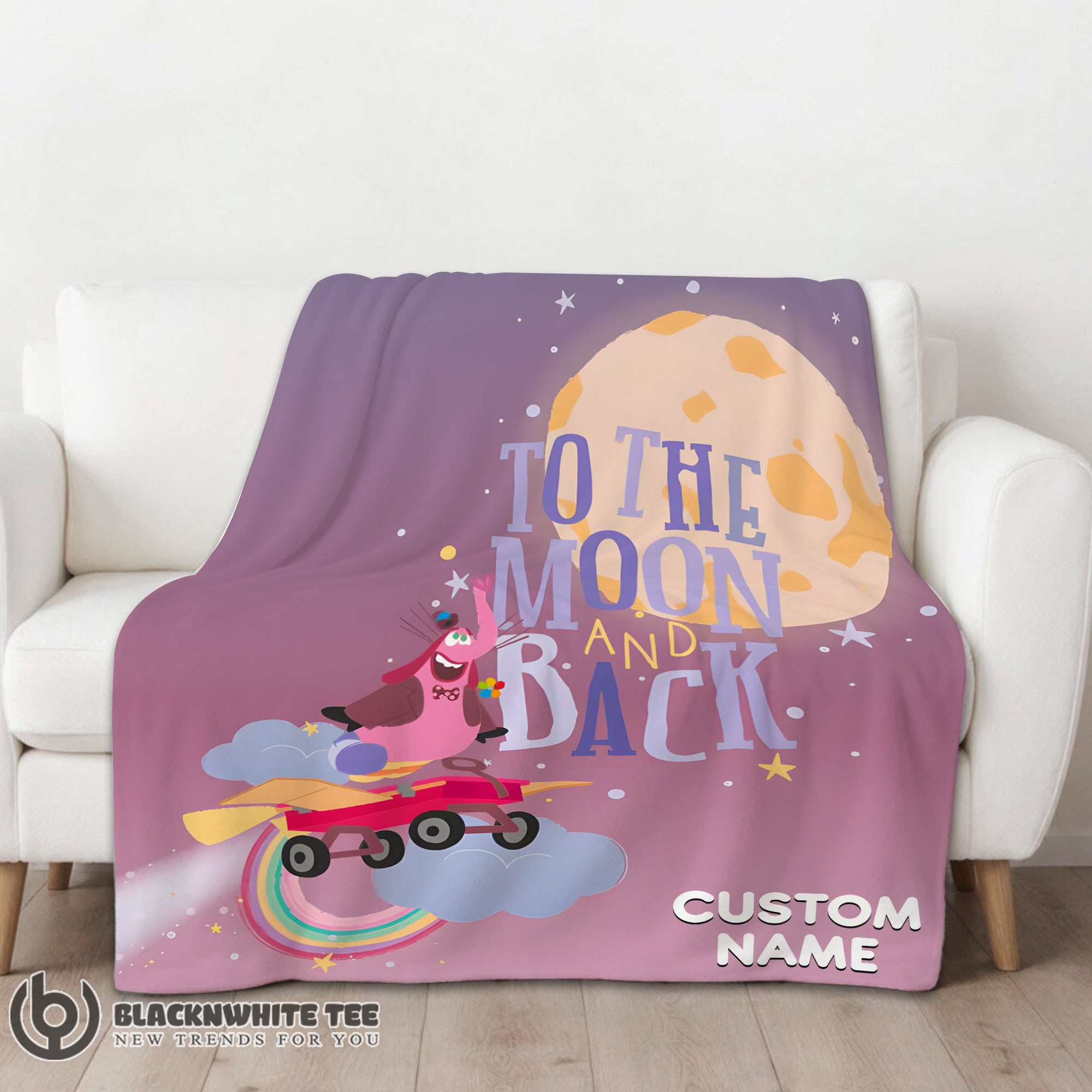 Cute Perfect Disney Inside Out Bing Bong To The Moon And Back Blanket Fleece Customized Blanket - Image 2