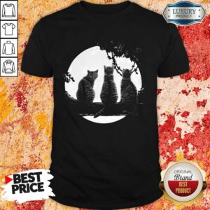 Funny Three Cats Under The Moon Shirt
