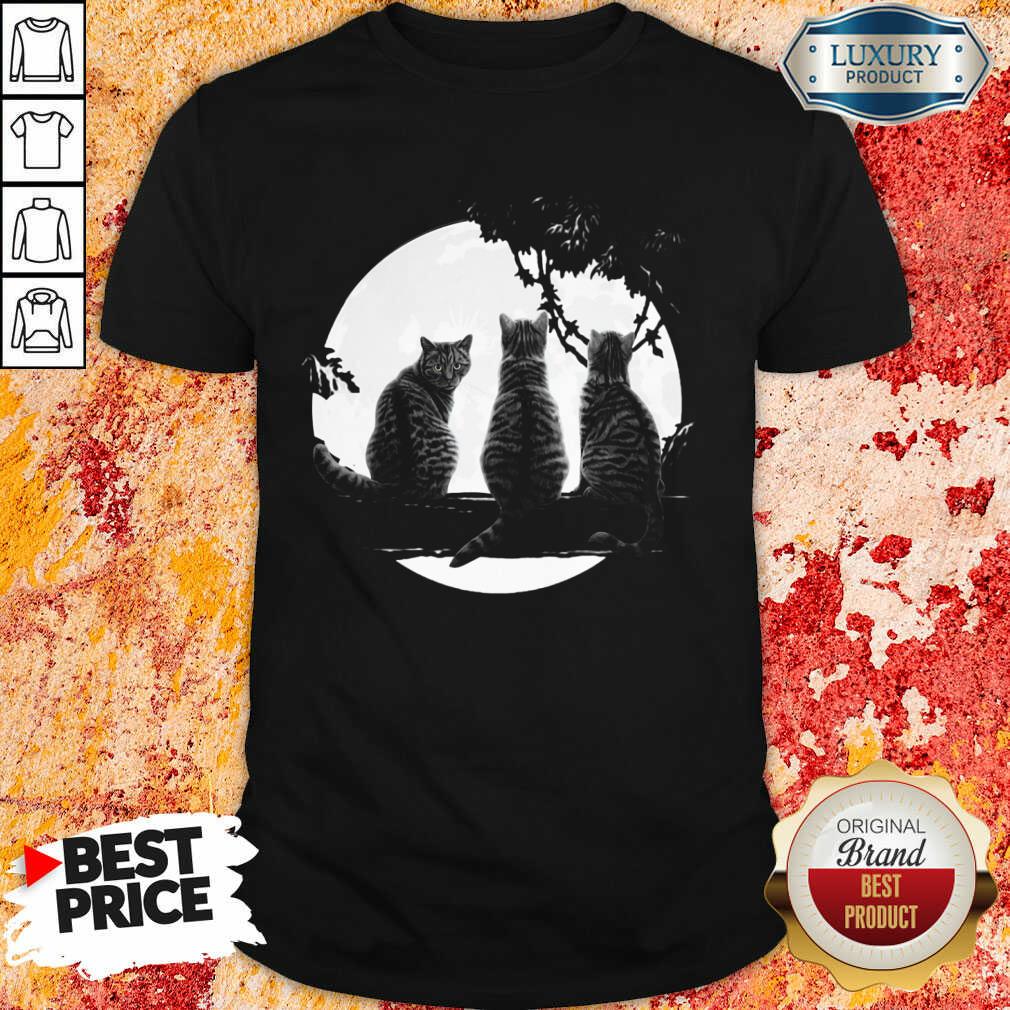 Funny Three Cats Under The Moon Shirt