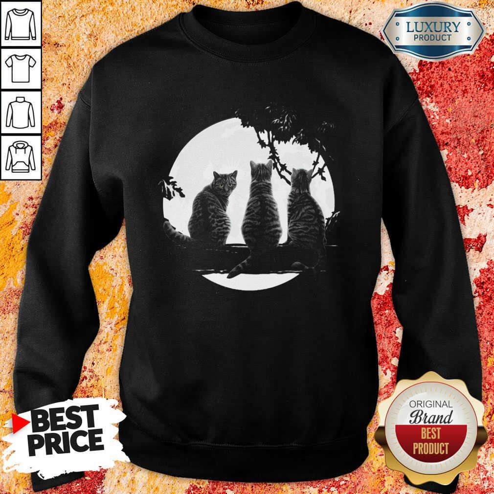 Funny Three Cats Under The Moon Shirt - Image 4
