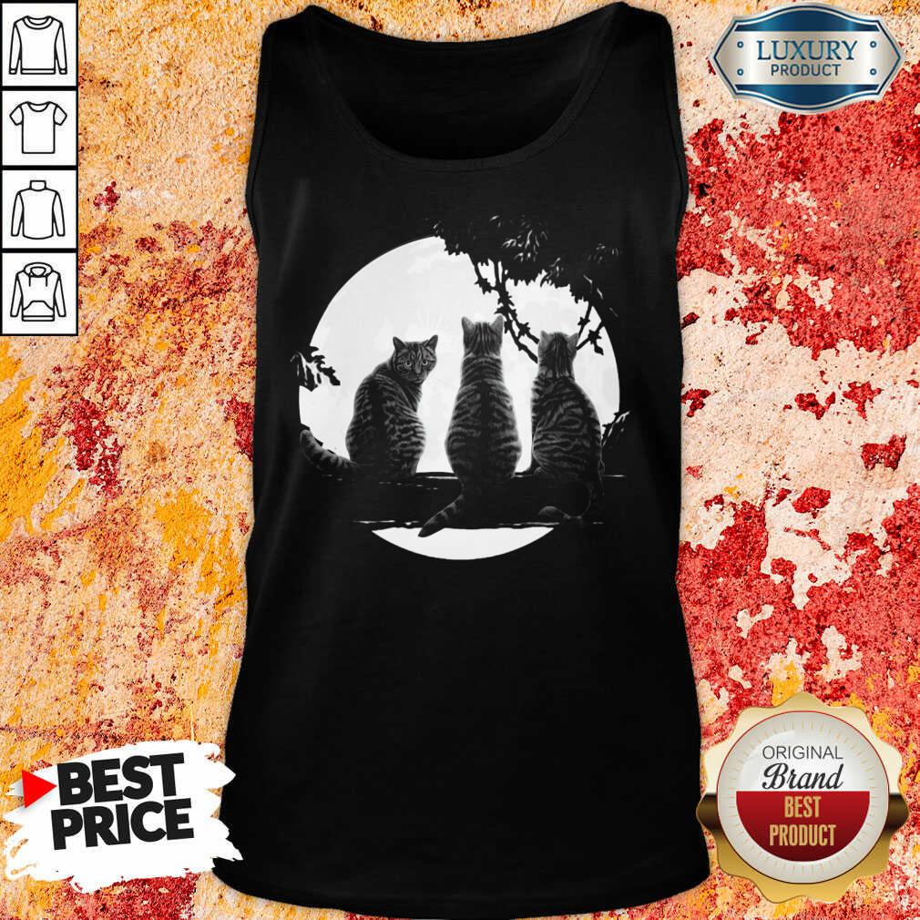 Funny Three Cats Under The Moon Shirt - Image 3