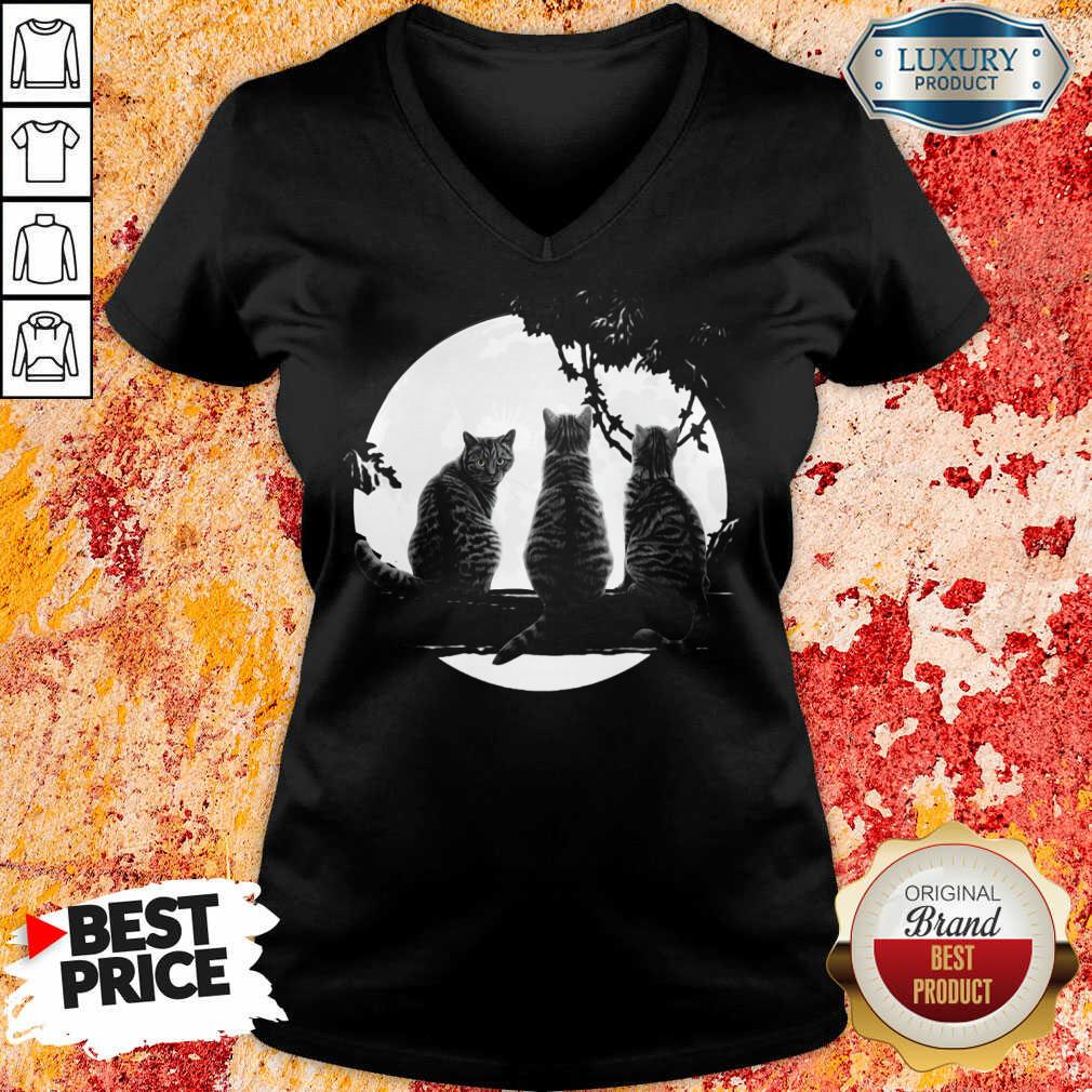Funny Three Cats Under The Moon Shirt - Image 2
