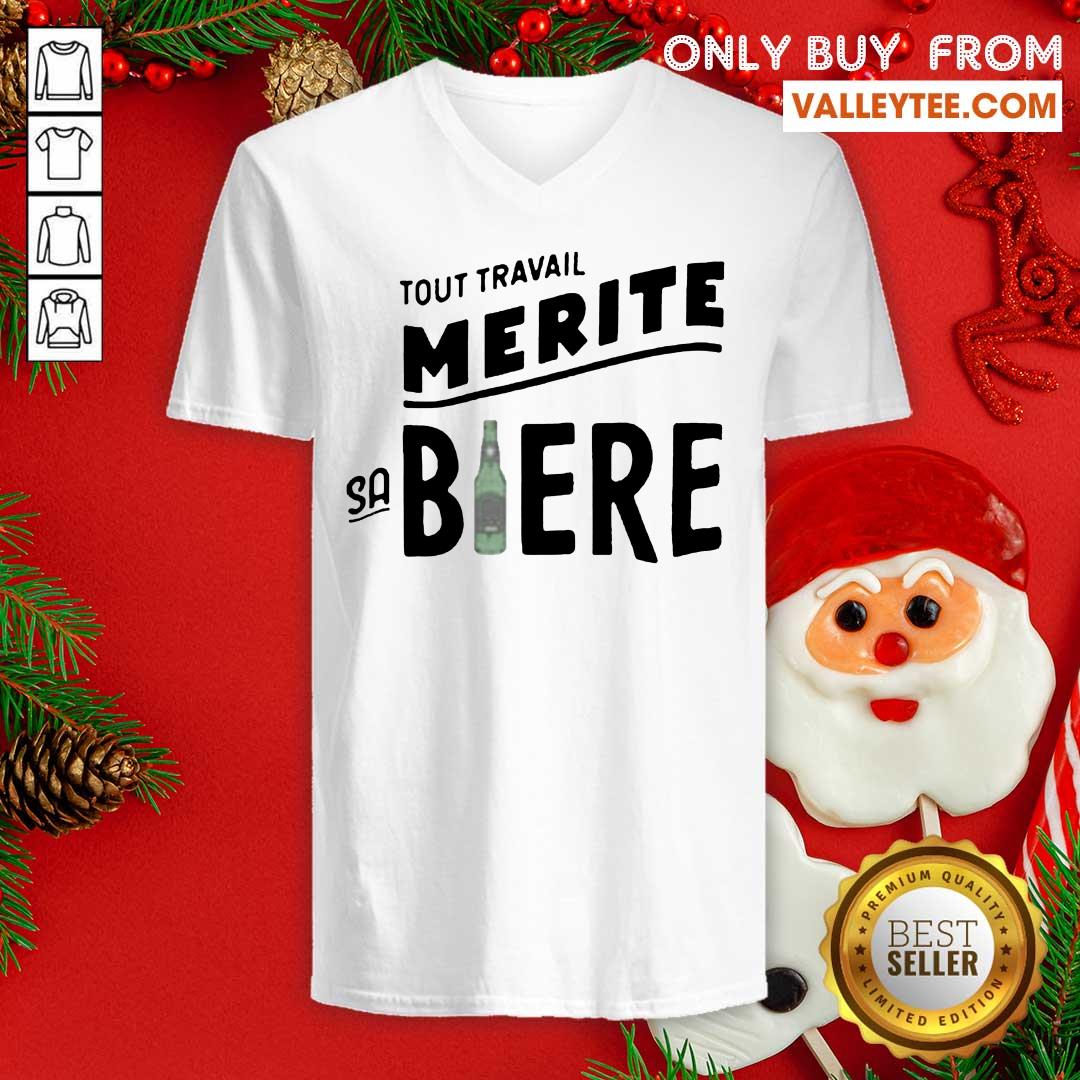 Good Quality Tout Travail Merite Sa Biere Shirt - Image 3