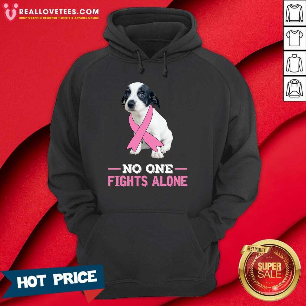 White Chiweenie Dog No One Fights Alone Fight Shirt - Image 2