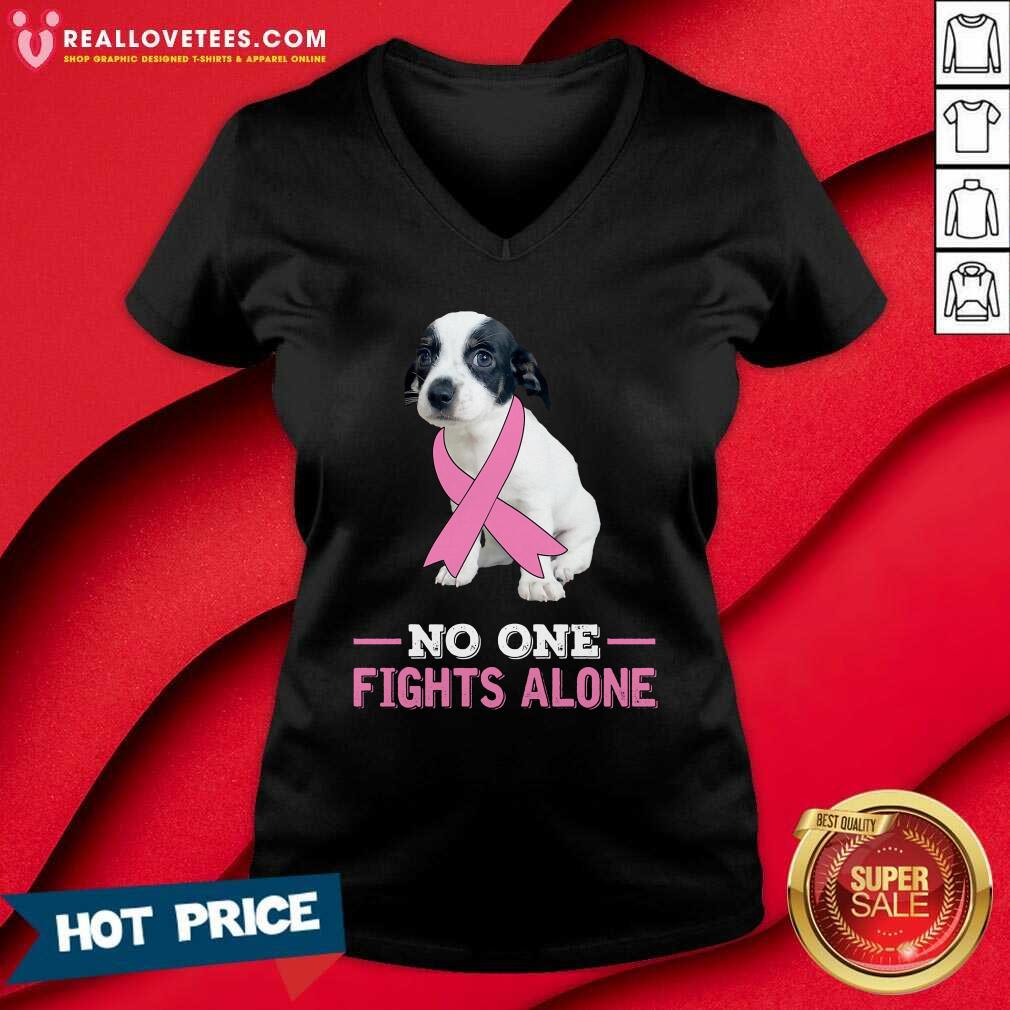 White Chiweenie Dog No One Fights Alone Fight Shirt - Image 3