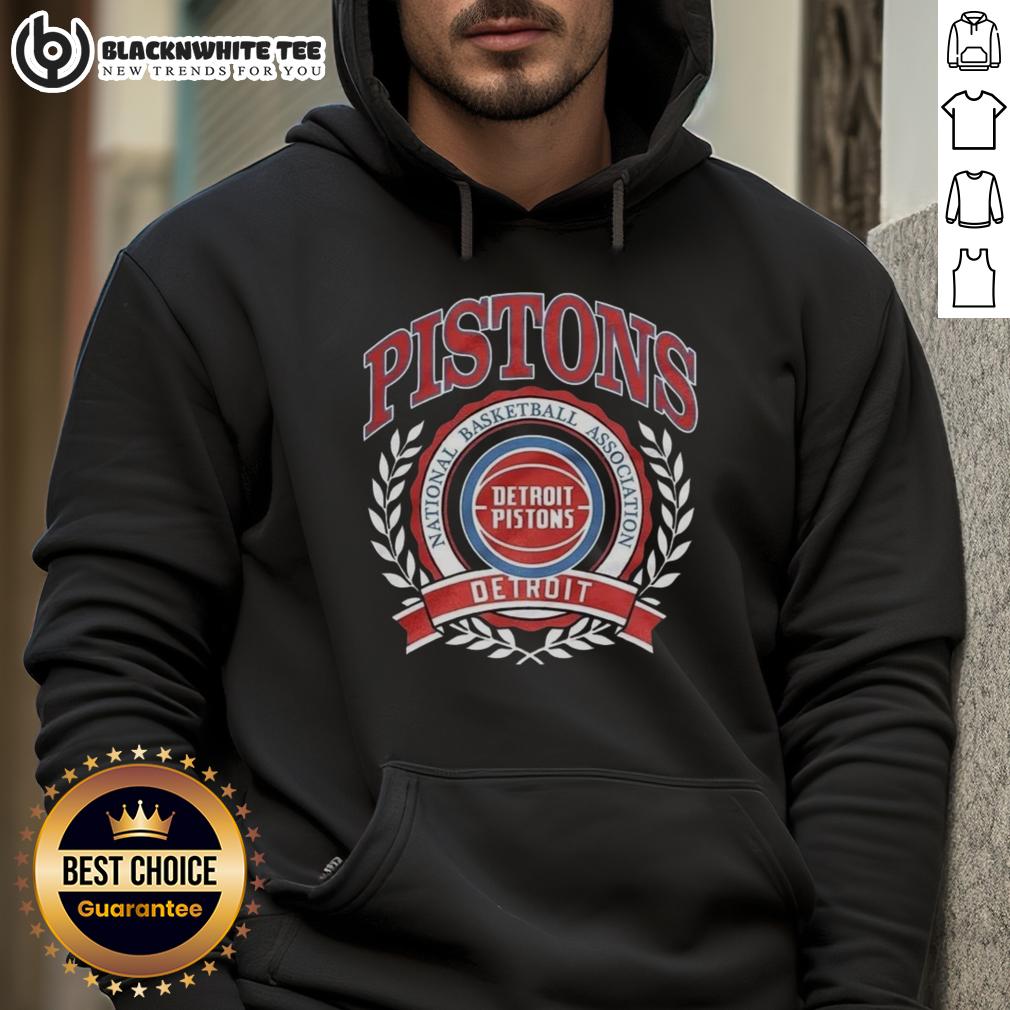 Good Detroit Pistons National Basketball Association Logo Laurel Wreath Frame Retro T-Shirt - Image 2