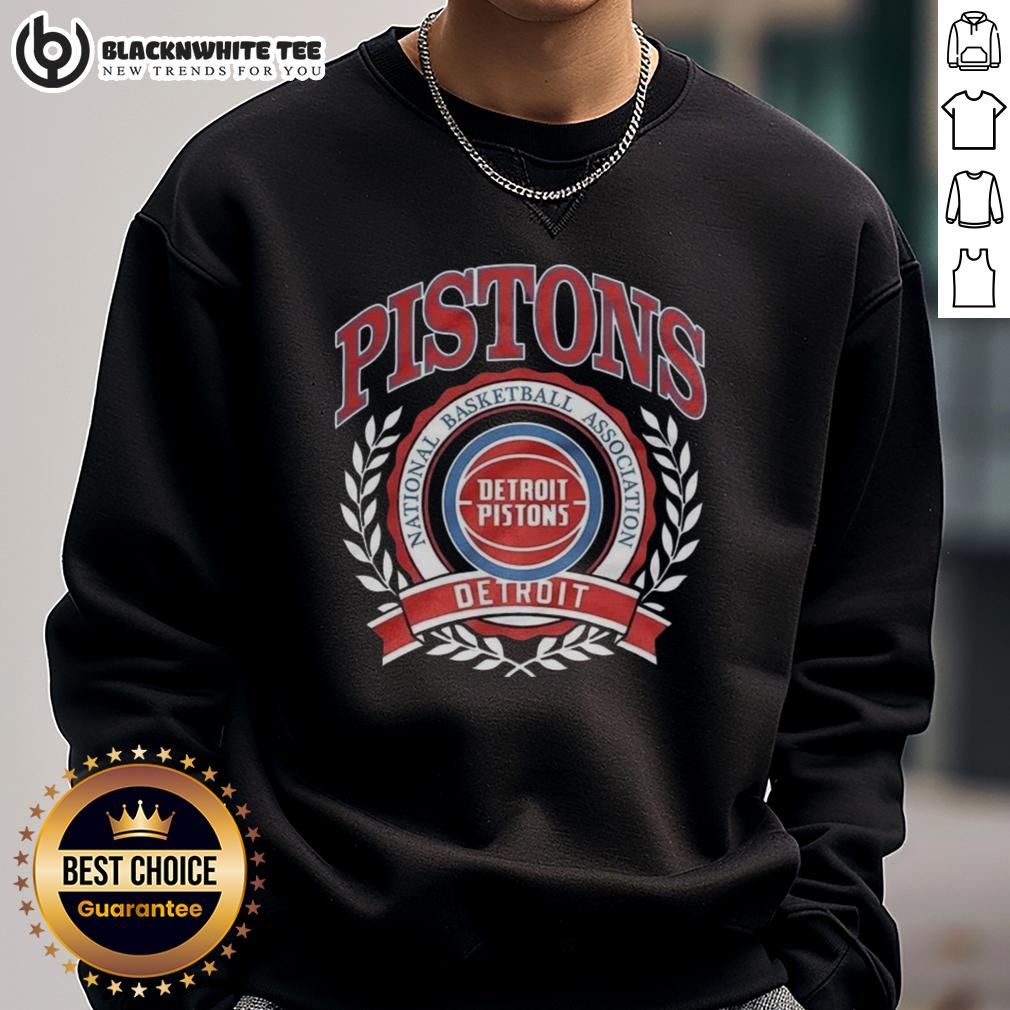 Good Detroit Pistons National Basketball Association Logo Laurel Wreath Frame Retro T-Shirt - Image 5