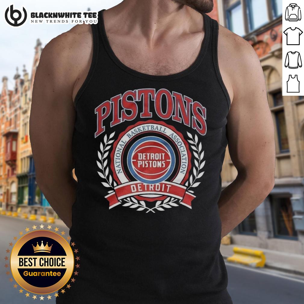 Good Detroit Pistons National Basketball Association Logo Laurel Wreath Frame Retro T-Shirt - Image 4
