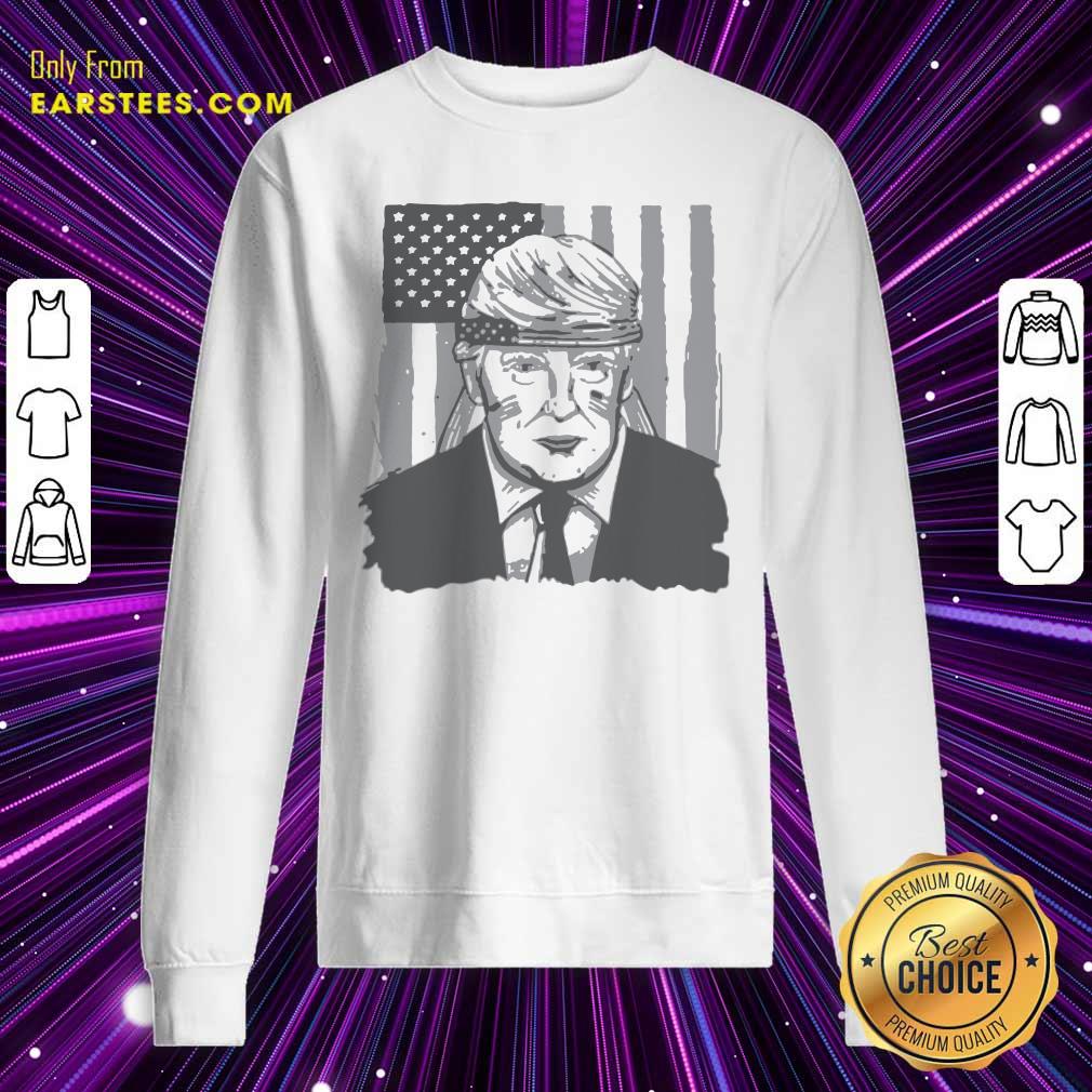 Official America Ribbon Usa Flag Donald Trump 2020 Graphic Shirt - Image 5