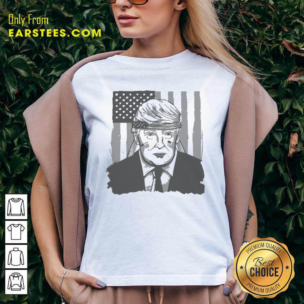 Official America Ribbon Usa Flag Donald Trump 2020 Graphic Shirt - Image 3