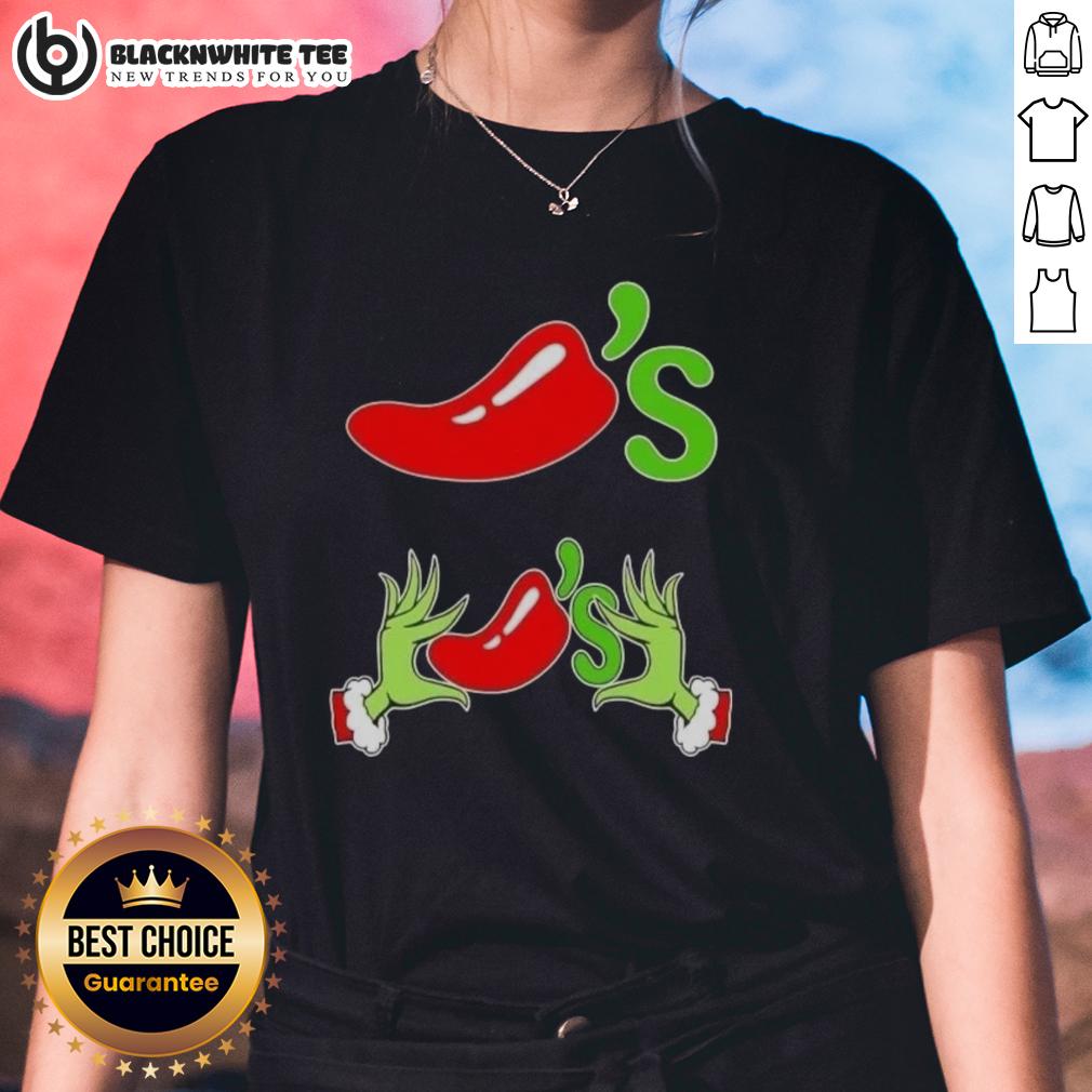 Happy Grinch Hands Love Chili's Merry Christmas T-Shirt - Image 3