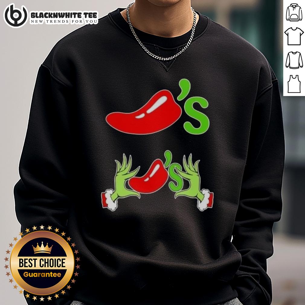 Happy Grinch Hands Love Chili's Merry Christmas T-Shirt - Image 5