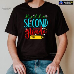 Alternative view of Hello Second Grade 2nd Grade Student Crayon Star Heart Back To School T-Shirt