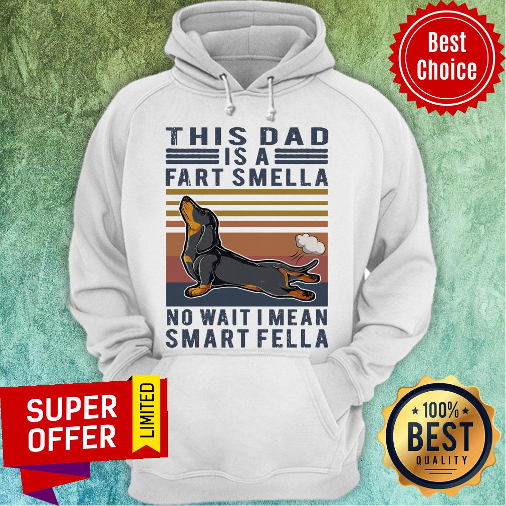 Official Vintage Dachshund This Dad Is A Fart Smella No Wait I Mean Smart Fella Shirt - Image 5
