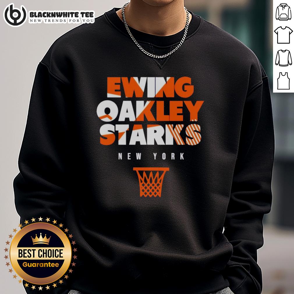 Top New York Knicks Ewing Oakley Starks Throwback Basketball T-Shirt - Image 5