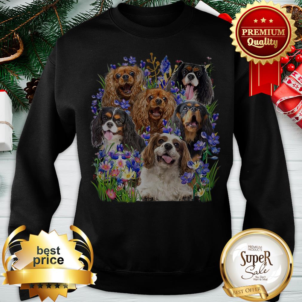 Cavalier King Charles Spaniel Purple Flowers Shirt - Image 4