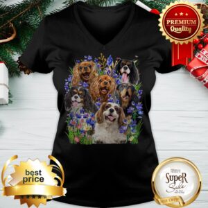 Alternative view of Cavalier King Charles Spaniel Purple Flowers Shirt