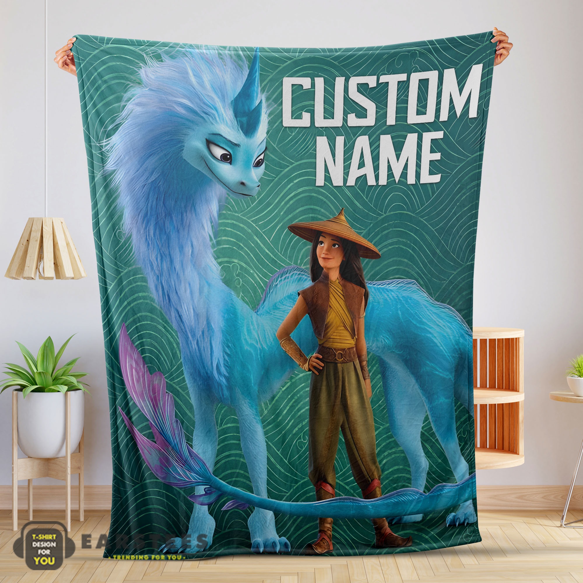 Good Disney Cartoon Retro Raya And The Last Dragon Blanket Fleece Customized Blanket