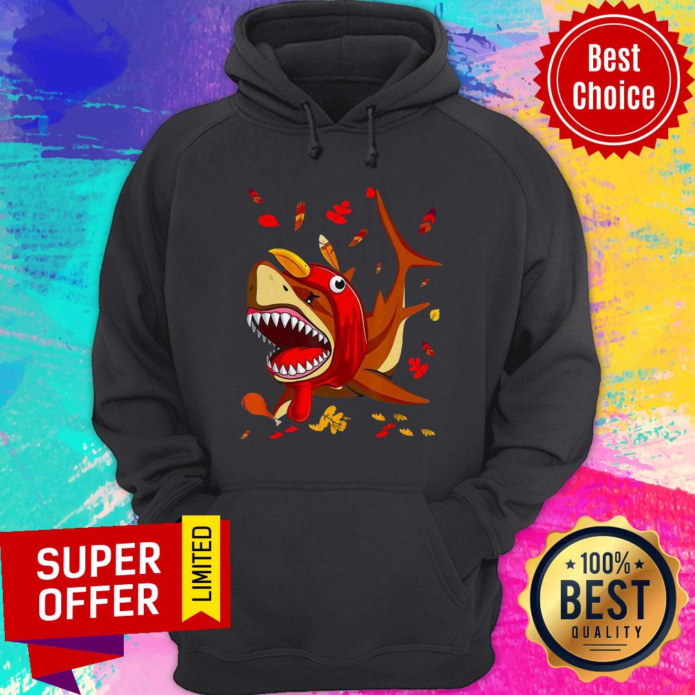 Premium Shark With Fall Thanksgiving Shirt - Image 2